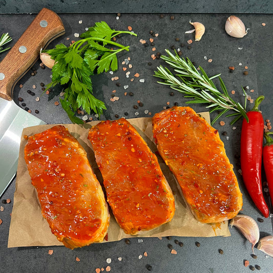 Pork Loin Steak, Herb chilli garlic marinade